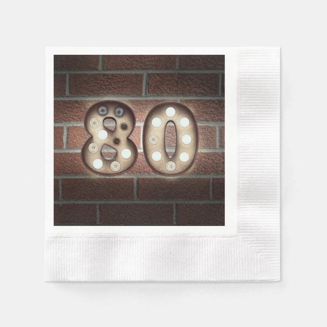 Serviette Jetable 80e anniversaire marque marquee sur mur en brique (Devant)