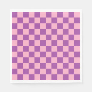 Serviette Jetable à damiers rose et pourpre