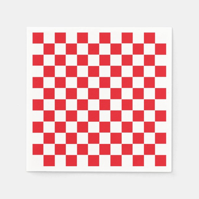Serviette Jetable à damiers rouge et blanc (Devant)