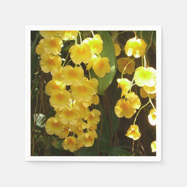 Serviette Jetable Accrocher les orchidées jaunes Fleurs tropicales (Devant)