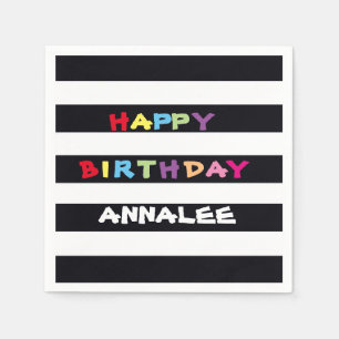 Serviette Jetable ADD YOUR OWN NAME Happy Birthday Paper Napkins