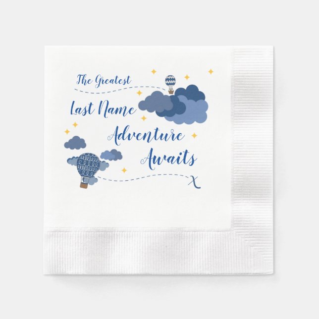 Serviette Jetable Adventure Await Design Baby shower (Devant)