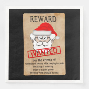 Serviette Jetable Affiche Recherchée drôle du père noël