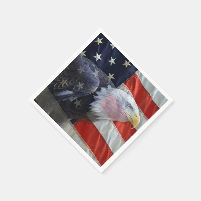 Serviette Jetable Aigle et drapeau américains (Coin)