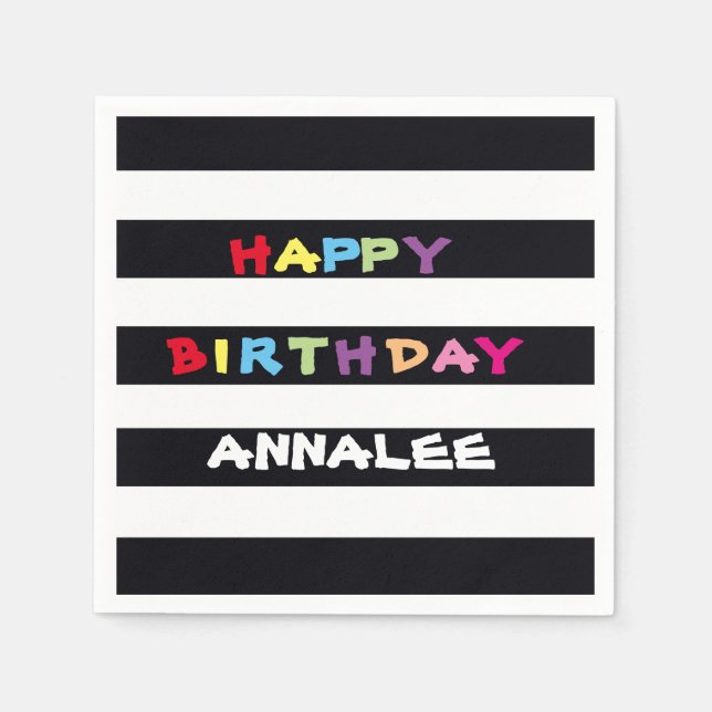 Serviette Jetable AJOUTEZ VOTRE NOM Happy Birthday Paper Napkins (Devant)