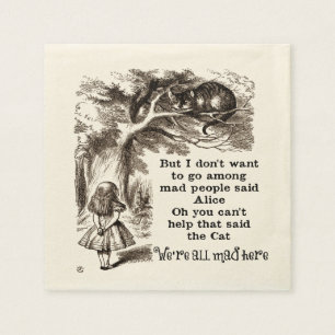 Serviette Jetable Alice au pays des merveilles; Cheshire Chat avec A