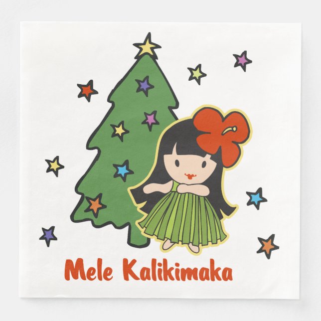 Serviette Jetable Aloha Honeys Noël Hawaiian Hula Girl (Devant)
