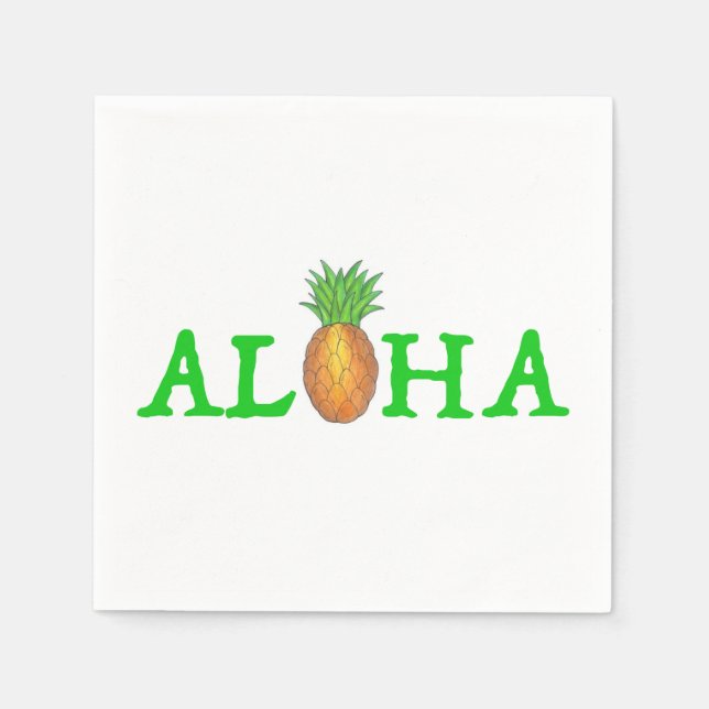 Serviette Jetable ALOHA Île tropicale Hawaïenne Luau Ananas (Devant)