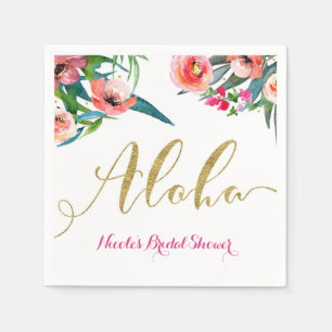 Serviette Jetable Aloha Tropical Eté Floral Mariage Sur Mesure