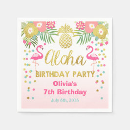Serviette Jetable Aloha Tropical Flamant rose Anniversaire Papier Na
