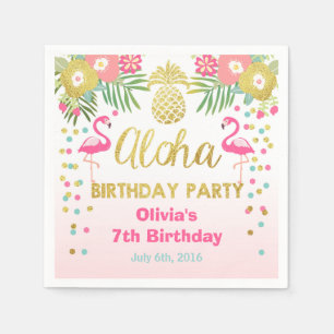 Serviette Jetable Aloha Tropical Flamant rose Anniversaire Papier Na