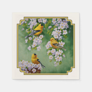 Serviette Jetable American Goldfinches & Pink Apple Blossings