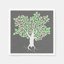 amour arbre gris menthe vert mariage serviettes en