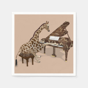 Serviette Jetable Amours doux de girafe pour jouer le piano