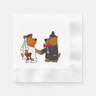 Serviette Jetable Amusant Oear Bride et Groom Mariage Art
