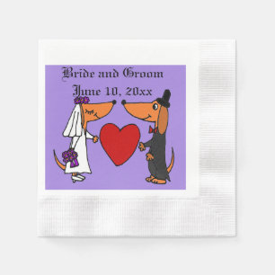 Serviette Jetable Amusants Dachshund Chiens Mariée et Mariage de cha