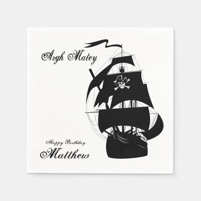 Serviette Jetable Amusement, Anniversaire Pirate, Serviettes Sur Mes (Devant)