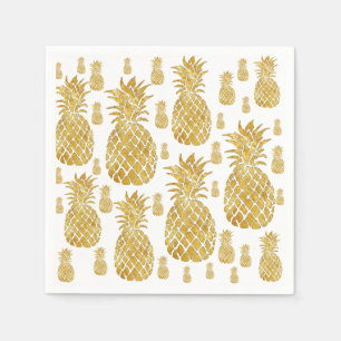 Serviette Jetable ananas à la feuille d'or faux
