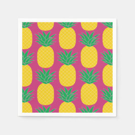 Serviette Jetable Ananas rose Tropical