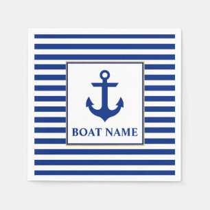 Serviette Jetable Ancre nautique de nom de bateau barrée