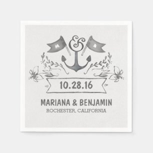 Serviette Jetable ancre nautique de plage de mariage serviettes en p