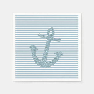 Serviette Jetable Ancre Parties scintillant bleu fille
