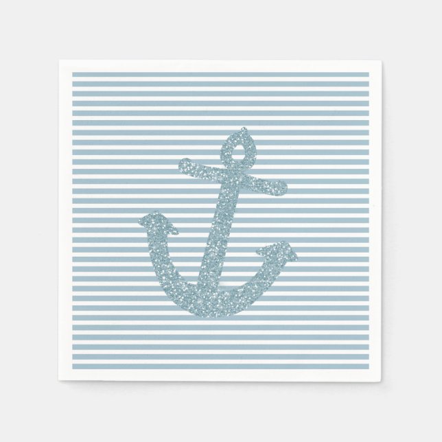 Serviette Jetable Ancre Parties scintillant bleu fille (Devant)