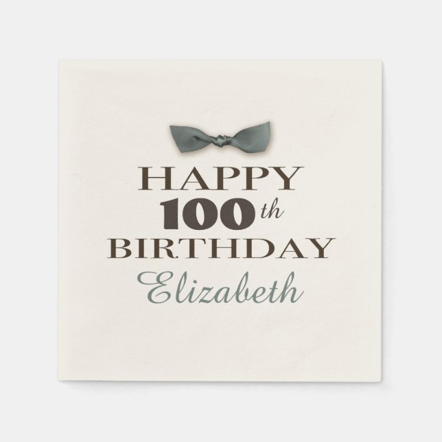 Serviette Jetable Année personnalisée | Antique Joyeux Anniversaire  (Devant)
