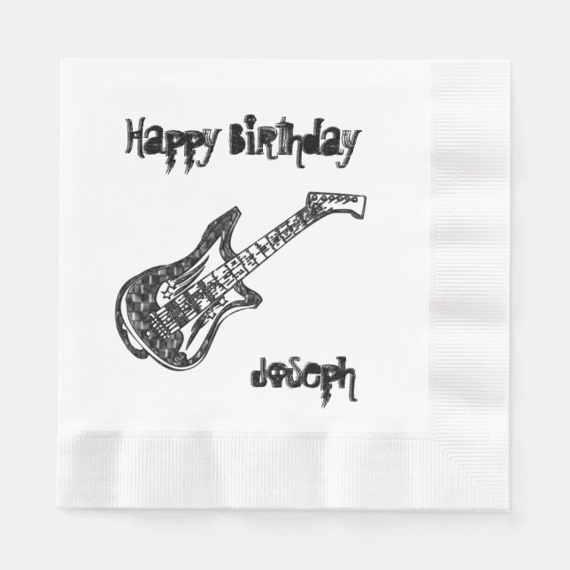 Serviette Jetable Anniversaire de la guitare électrique (Devant)