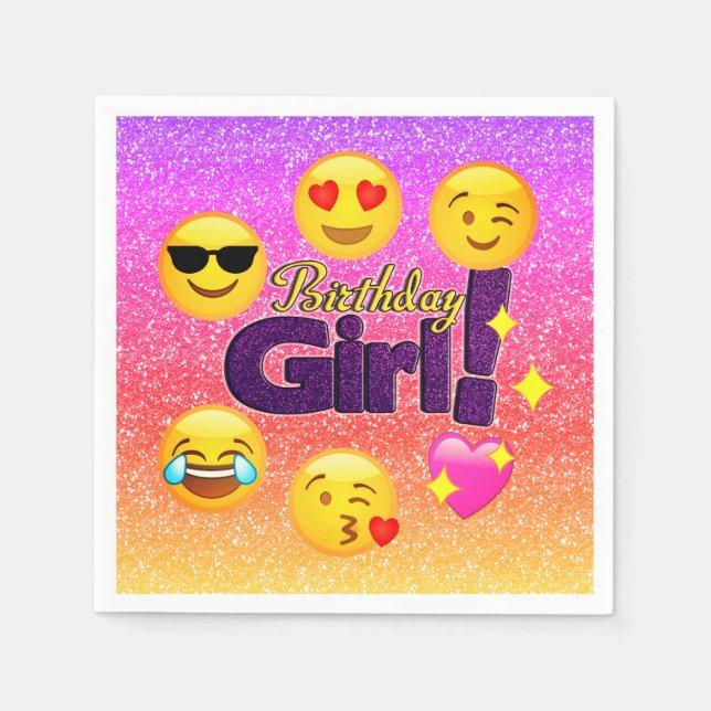 Serviette Jetable Anniversaire Fille Ombre Emoji Papier Party servie (Devant)