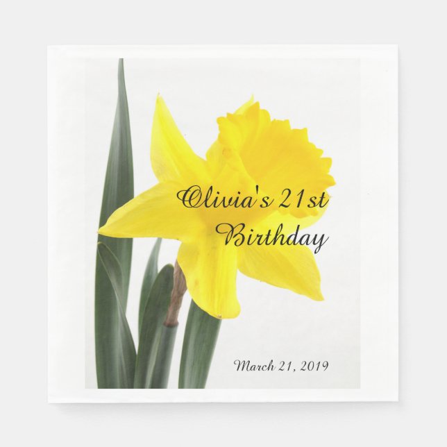 Serviette Jetable Anniversaire Jaune Narcisse Daffodique (Devant)