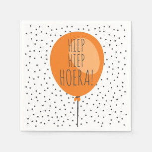 Serviette Jetable Anniversaire orange de Néerlandais de ballon de