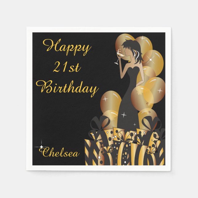 Serviette Jetable Anniversaire ou Bachelorette Party Diva Princess G (Devant)