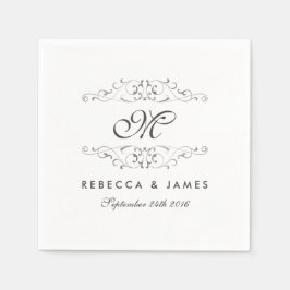 Serviette Jetable Antique Argent Flourdissant Monogramme Mariage Nap