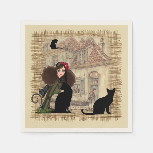 Serviette Jetable Anton Pieck - Dutch Homes (Devant)