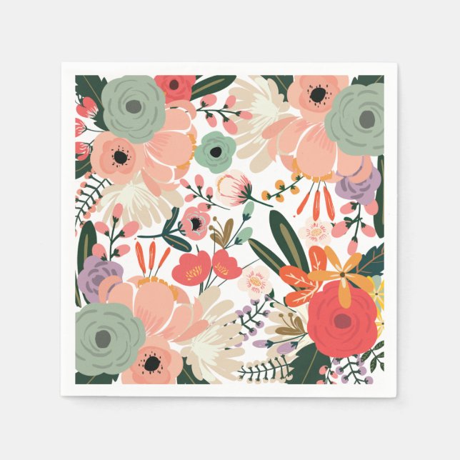 Serviette Jetable Anya Floral Custom Cocktail Napkin (Devant)