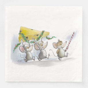 Serviette Jetable Apporter Dans Le Papier De Fromage De Noël Napkin