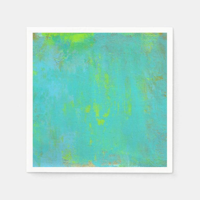 Serviette Jetable Aqua Green, Lime et Brown Ochre Grunge Abstrait (Devant)