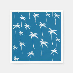 Serviette Jetable Aqua profonde et palmiers blancs