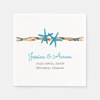 Serviette Jetable Aqua Starfish et Mariage de corde nautique