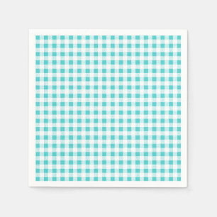 Serviette Jetable Aqua White En vichy Motif