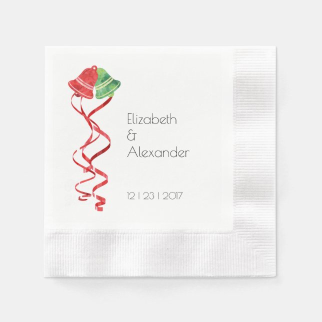 Serviette Jetable Aquarelle Bel Noël Mariage Cocktail Napkins (Devant)