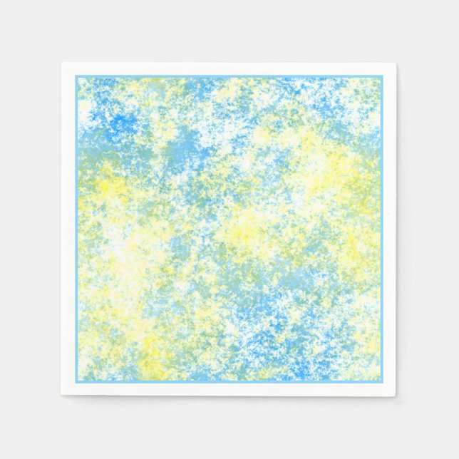 Serviette Jetable Aquarelle bleu jaune Motif de peinture de marbre (Devant)