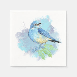 Serviette Jetable Aquarelle Bluebird Garden Oiseau Art
