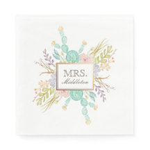 Aquarelle de bouquet Succulente | Nom personnalisé