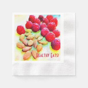 Serviette Jetable Aquarelle des framboises et des amandes