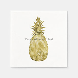 Serviette Jetable Aquarelle d'or ananas