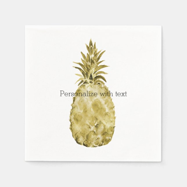 Serviette Jetable Aquarelle d'or ananas (Devant)