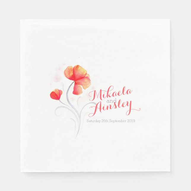 Serviette Jetable Aquarelle fleur sauvage standard Luncheon Napkin (Devant)