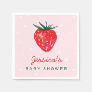 Serviette Jetable Aquarelle fraise Baby shower personnalisé